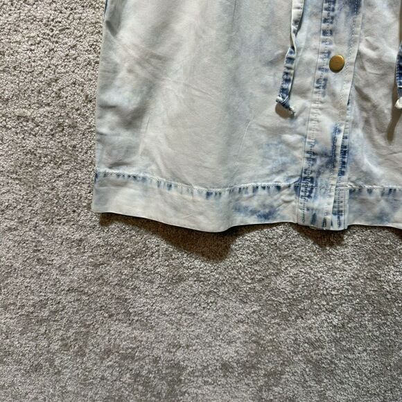 Chico's NWT Dynamic Denim Long Jean Jacket Women's XS Acid Wash Drawstring Snap - Picture 6 of 13